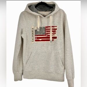 California Citywear Great American Flag Gray Hoodie Men's Size Small Unisex